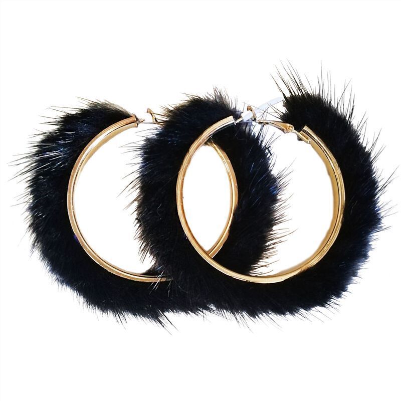 Wholesale Exaggerated Large Circle Mink Fur Ear Loops